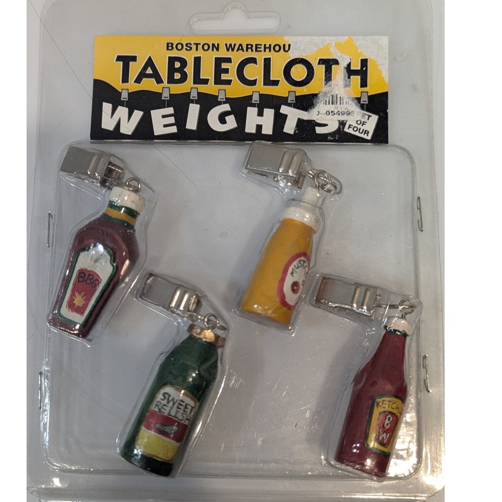 Boston Warehouse Condiment Tablecloth Weights Set of 4 BBQ Ketchup Mustard 2001